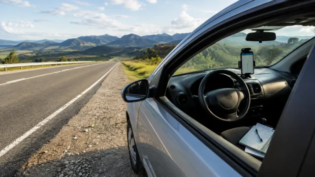 Carro em rodovia para calcular consumo de viagem
