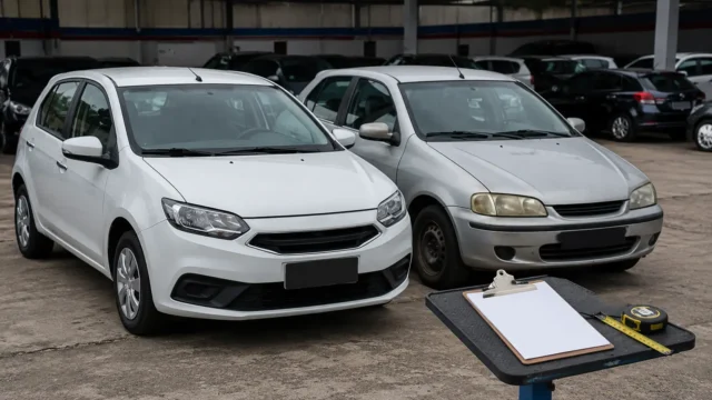 Dois carros usados comparados para calcular a depreciação de carro