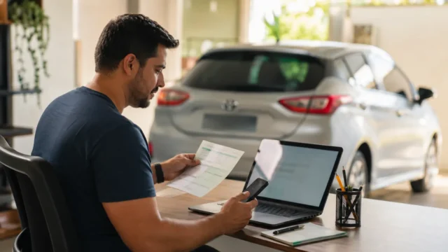 Motorista consultando IPVA pela placa e Renavam em portal oficial