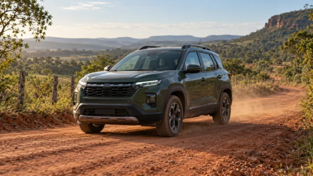 Carro para estrada de terra circulando em via rural brasileira